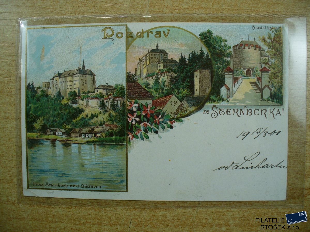Šternberk - 3 okénková Barevná pohlednice