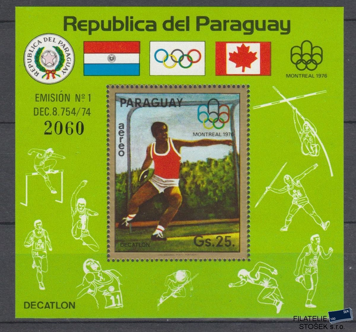 Paraguay známky Mi Blok 254