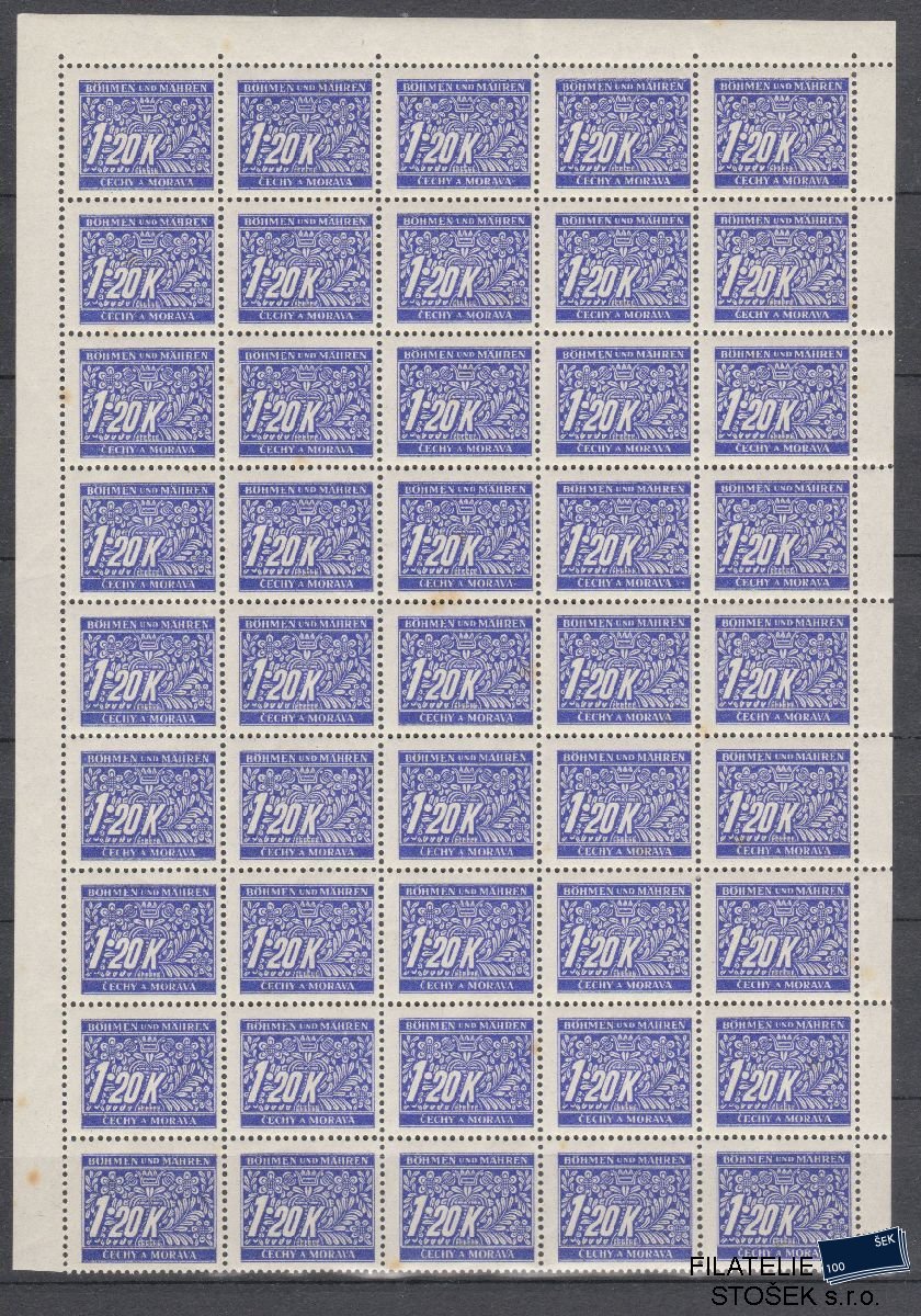 Protektorát známky DL 10 45 Blok - Rezavé flíčky