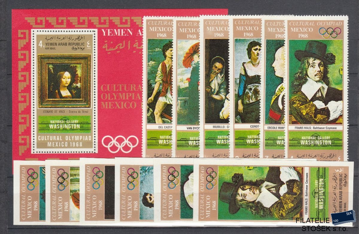 Jemen Arab republik známky Mi 1005-1010 + Bl 112 - Olympijské hry, Umění