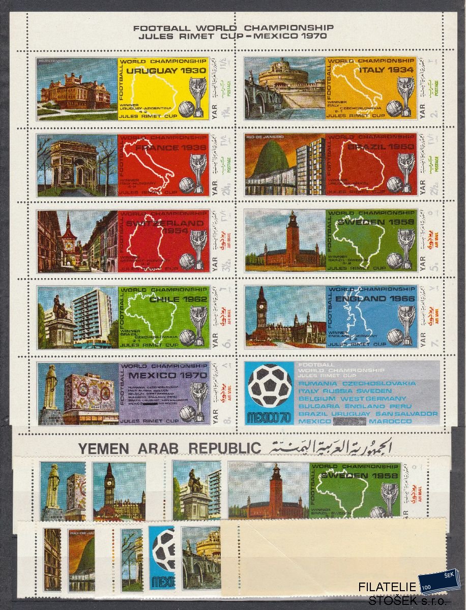 Jemen Arab republik známky Mi 1088-96 + KL 1x lom - Fotbal