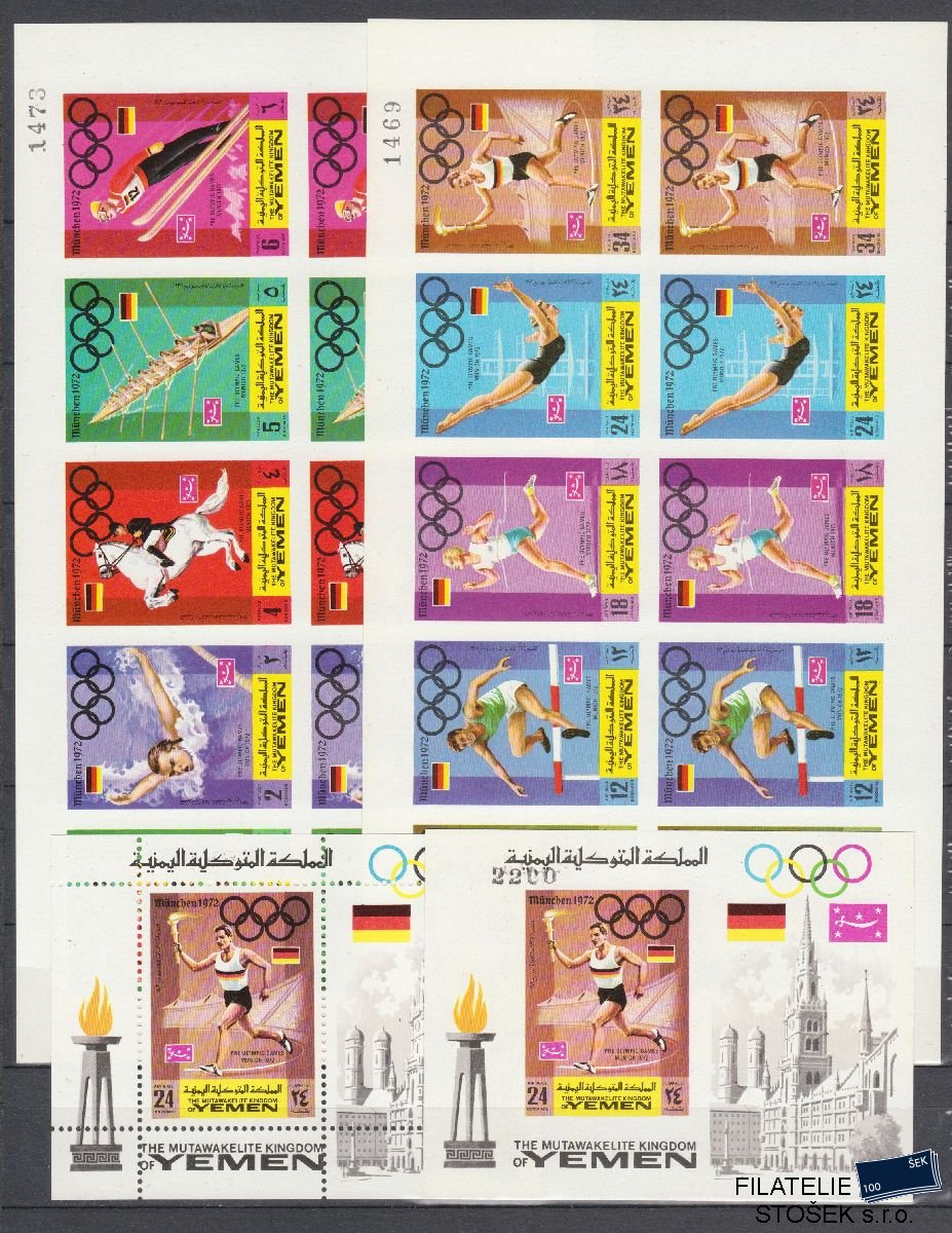Jemen Kingdom známky Mi 752-61 + Bl 157A+B - Olympijské hry