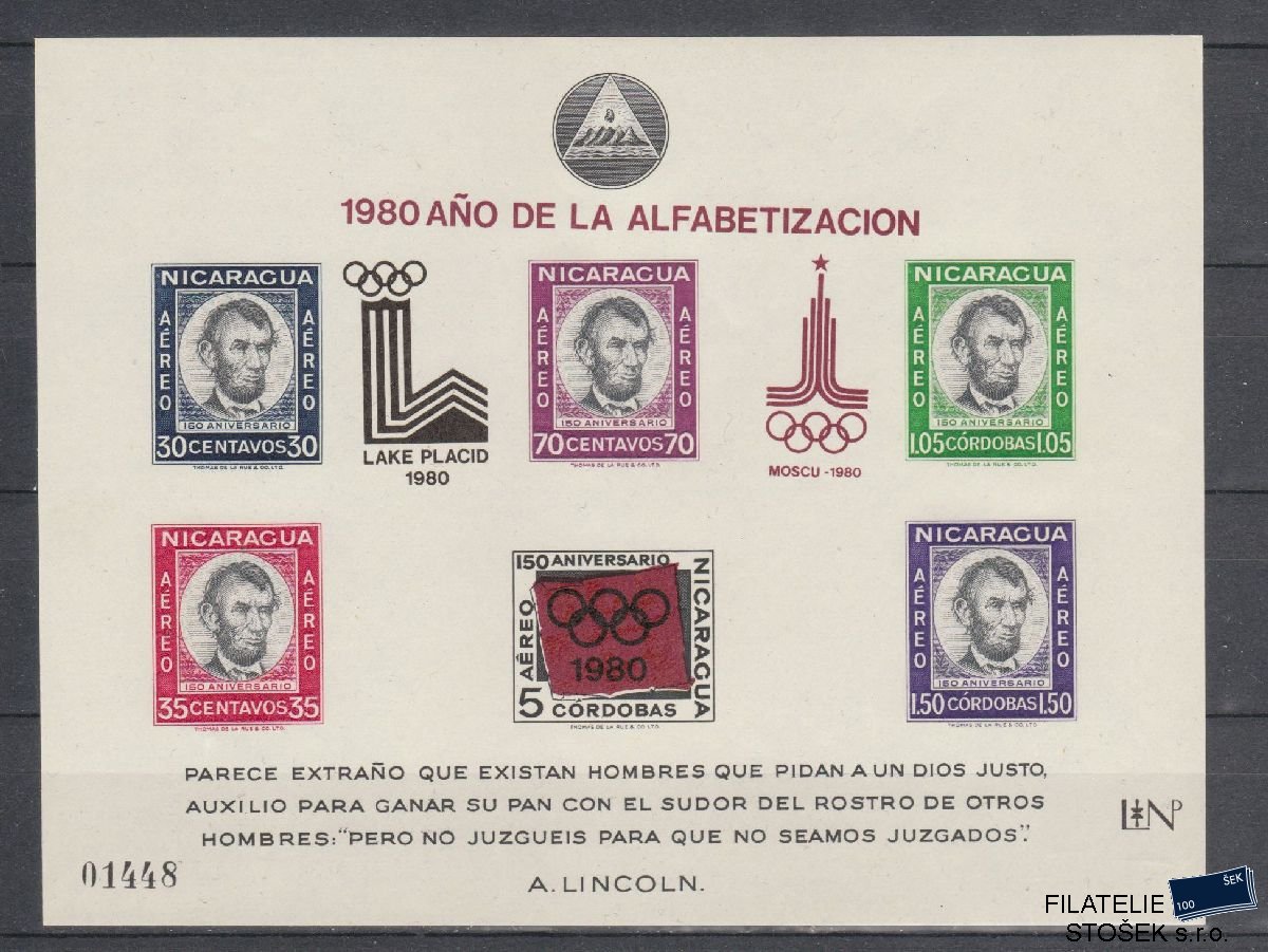 Nikaragua známky Mi Blok 126 - Olympijské hry