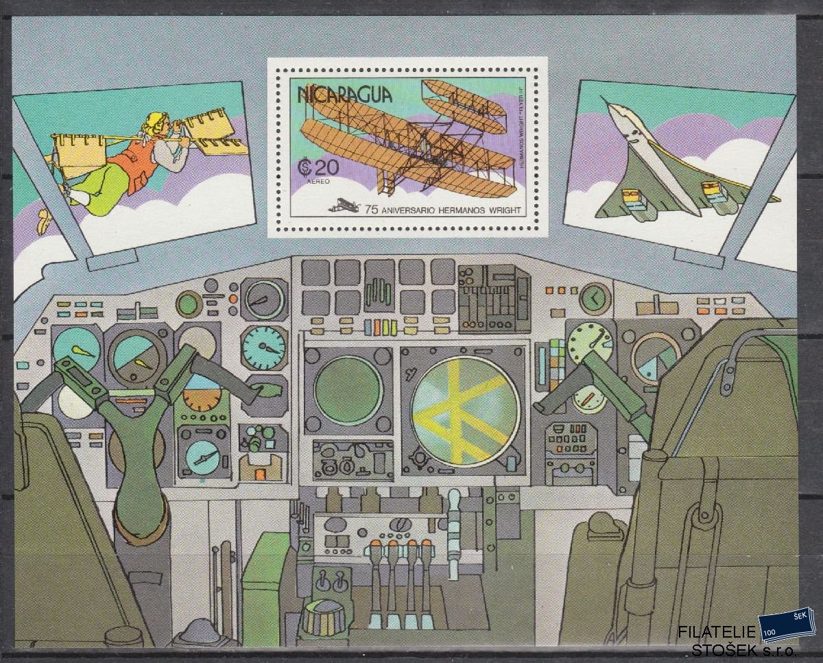 Nikaragua známky Mi Blok 107 - Letadla