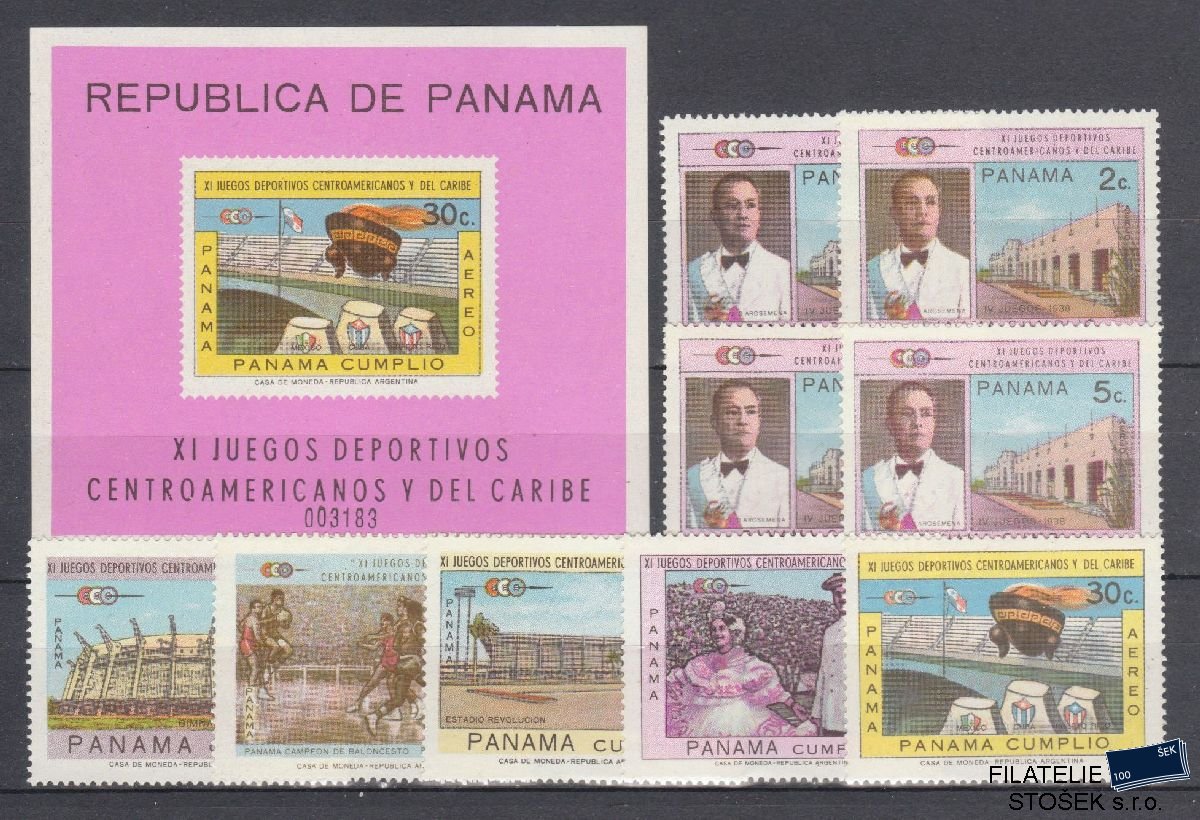 Panama známky Mi 1175-83 + bl 107