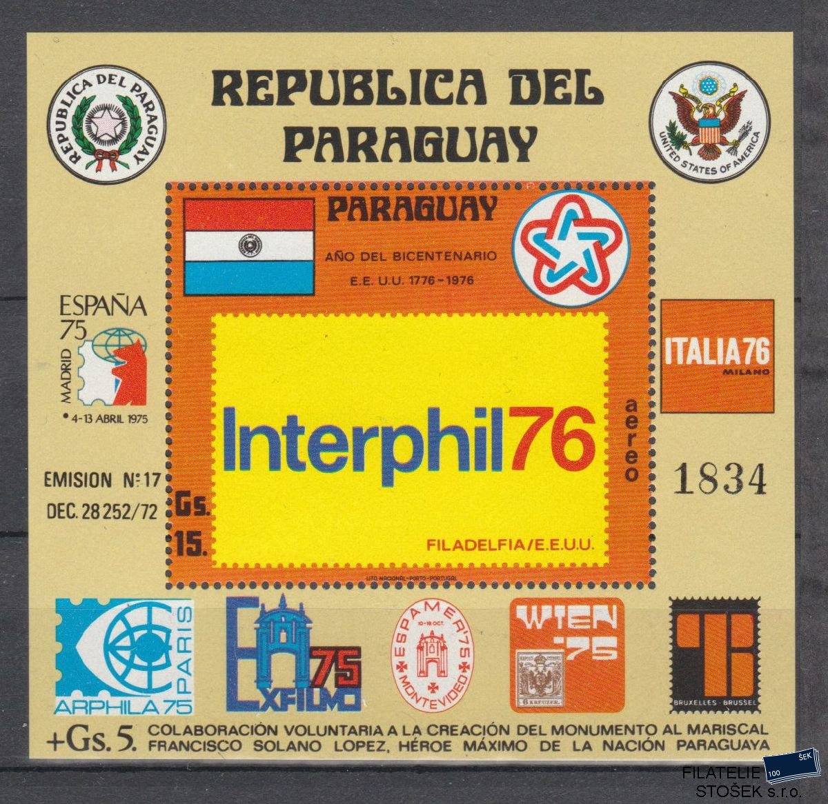 Paraguay známky Mi Blok 275
