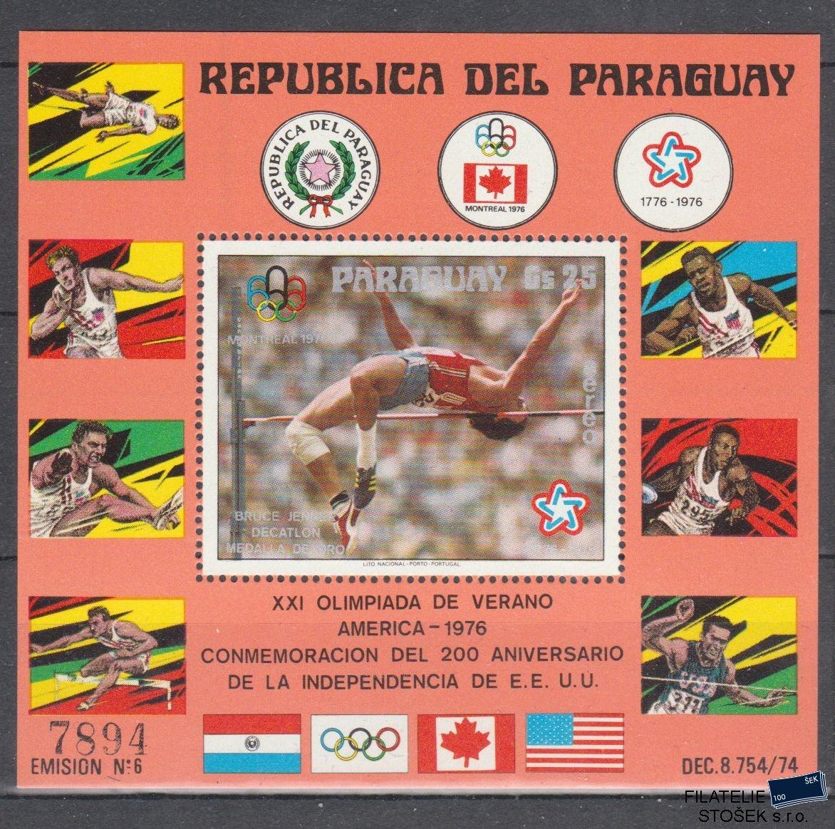 Paraguay známky Mi Blok 288 - Olympijské hry