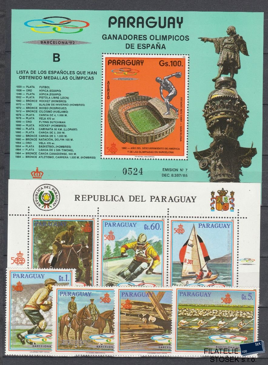 Paraguay známky Mi 4275-79 + Bl 454 - Olympijské hry