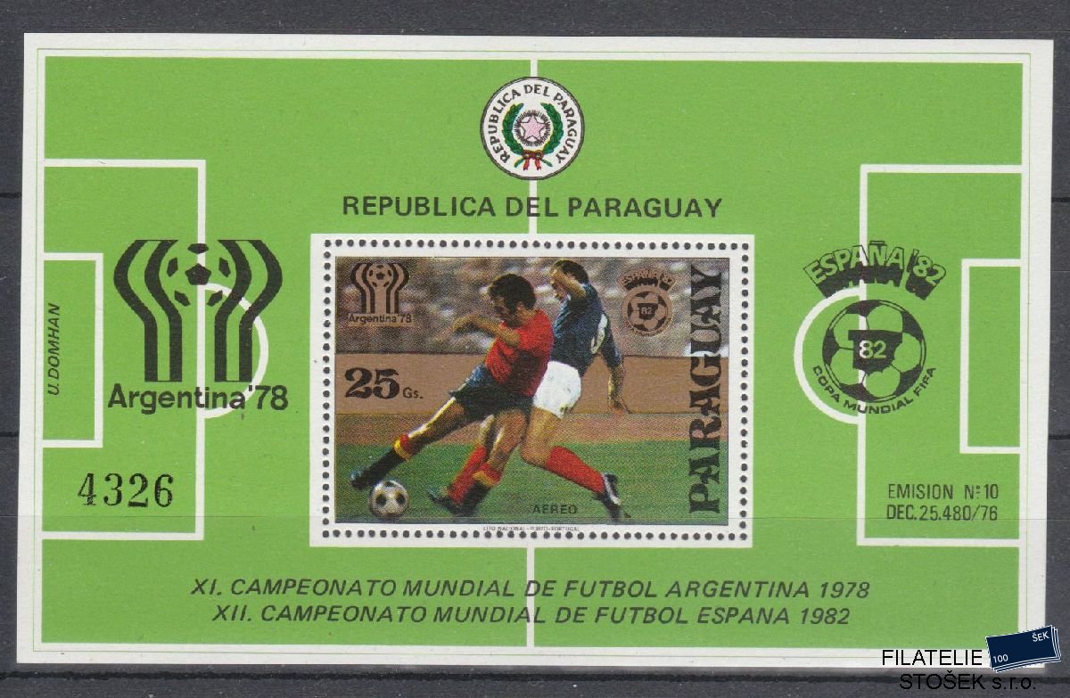 Paraguay známky Mi Blok 343 - Fotball