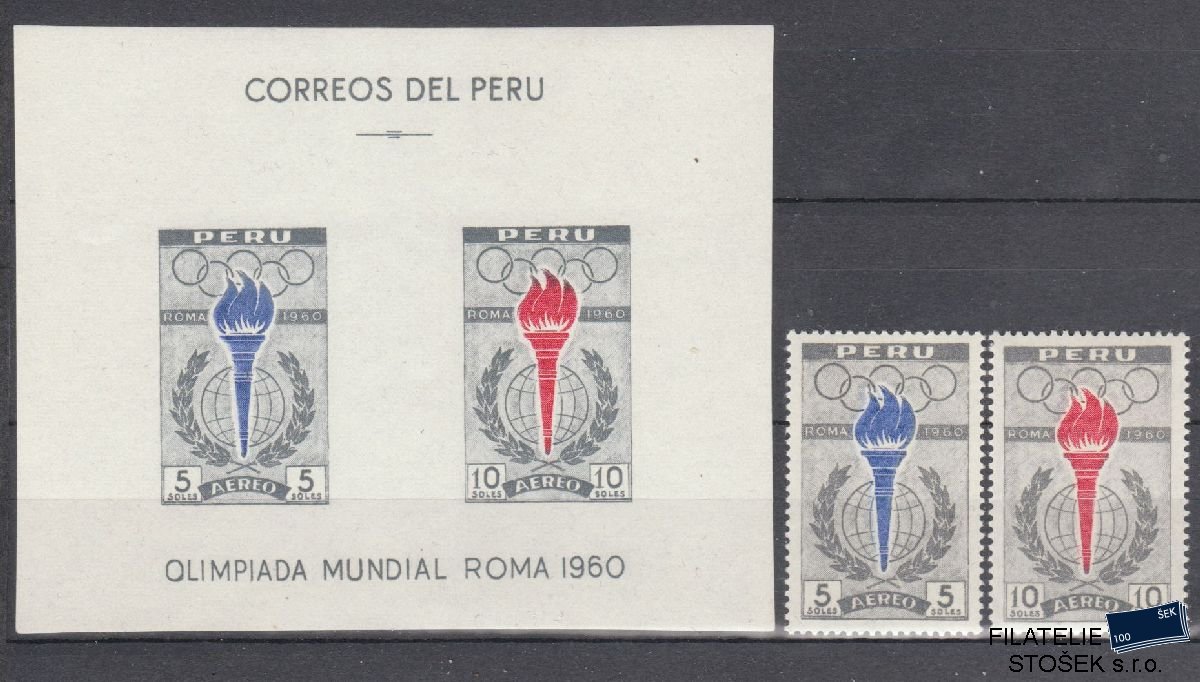 Peru známky Mi 605-606 + Bl 5 - Olympisjké hry