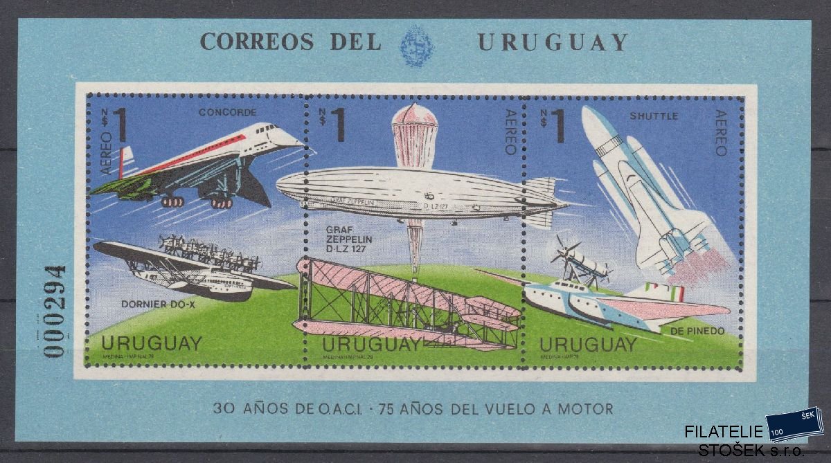 Uruguay známky Mi Blok 38 - Letadla