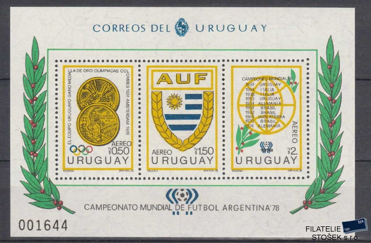 Uruguay známky Mi Blok 39 - Fotbal