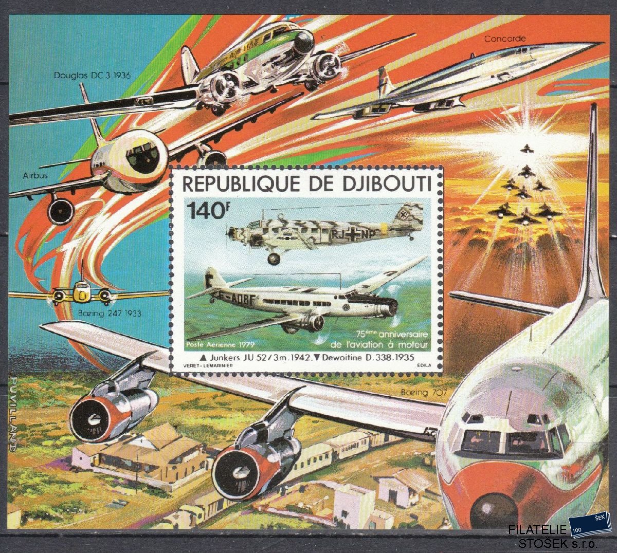 Djibouti známky Mi Blok 6 - Letadla