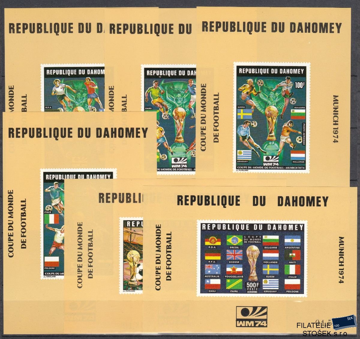 Dahomey známky Mi 566-70 Bloky - Fotbal