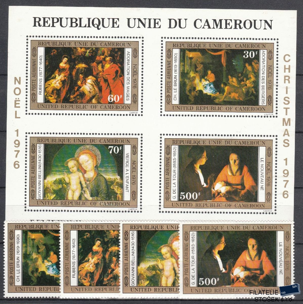 Kamerun známky Mi 828-31 + Bl 11 - Umění