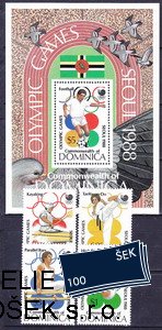 Dominica známky Mi 1081-4+Bl.127