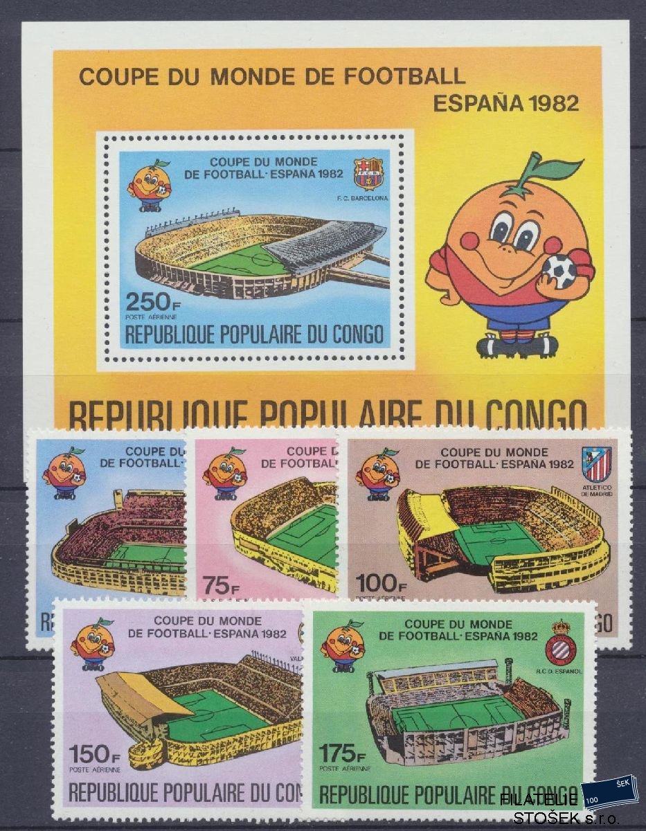 Kongo známky Mi 736-40 + Bl 23