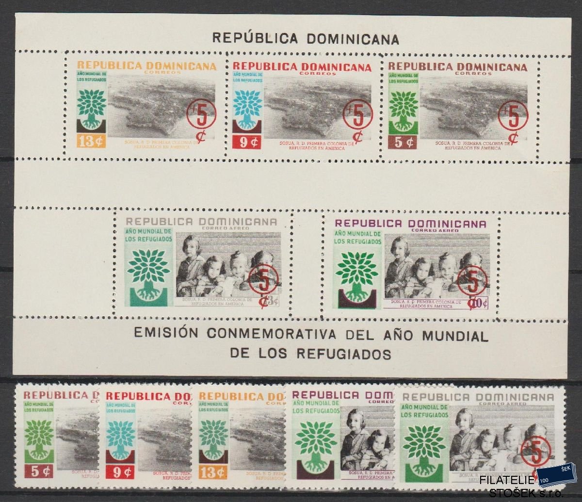 Dominicana známky Mi 717-21 + Bl 24