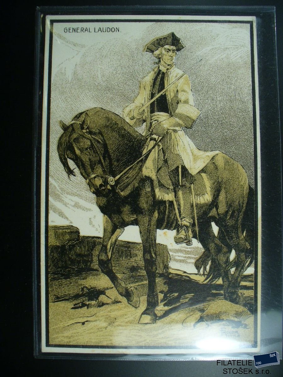 Vojenská pohlednice - General Laudon na koni