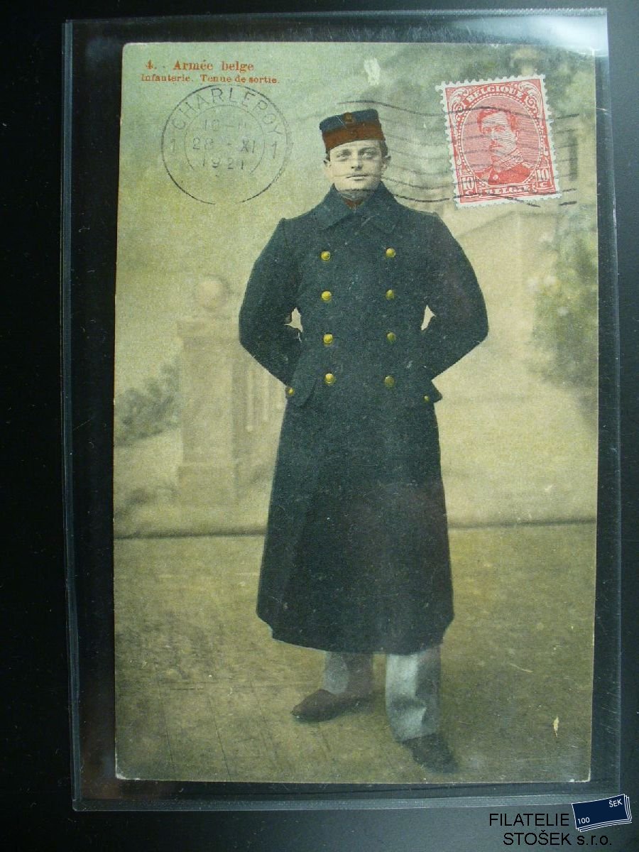 Vojenská pohlednice - Důstojník Belgické armády