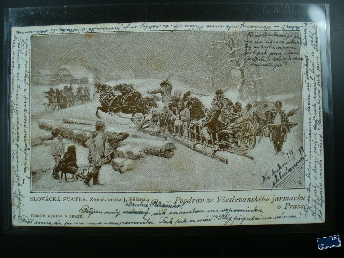 Námětová pohlednice - Výstavy - Všeslovanský jarmark v Praze