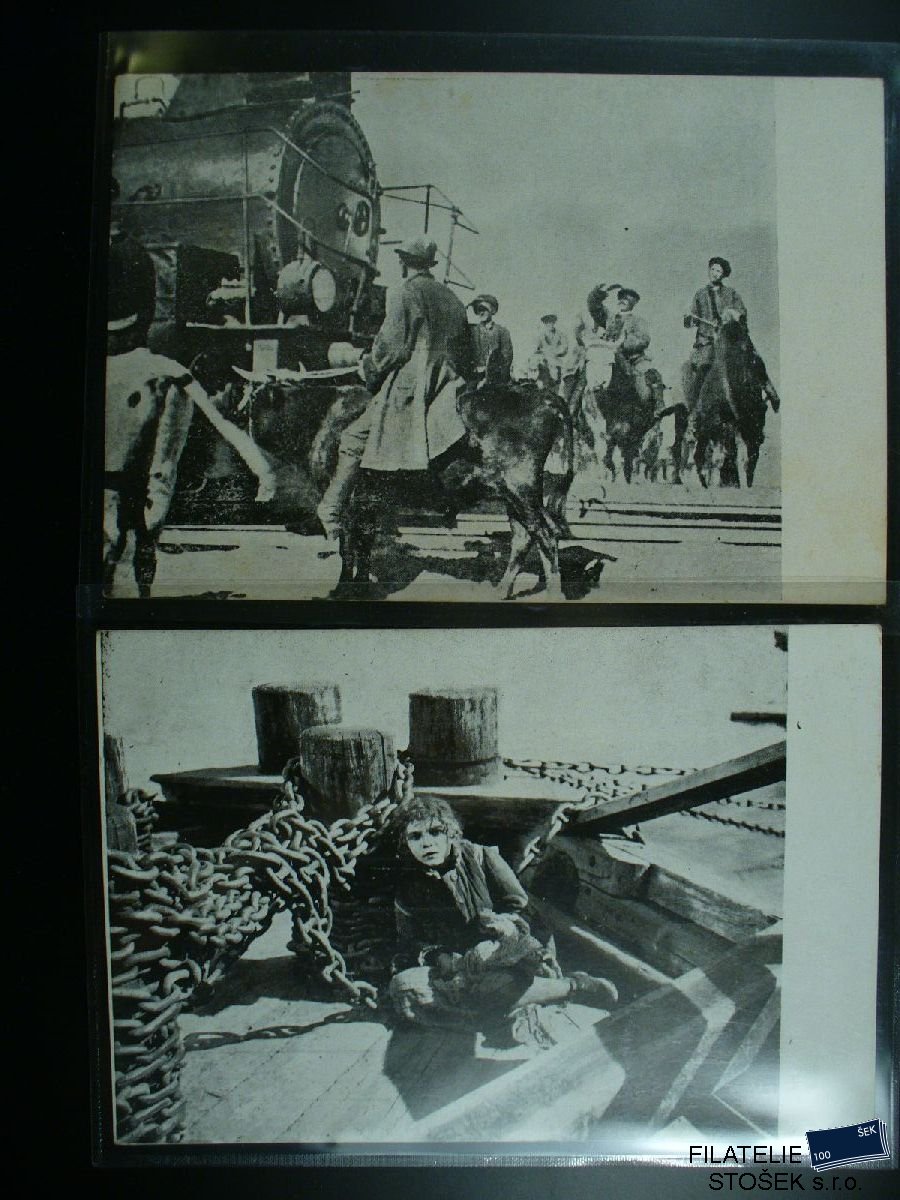 Námětová pohlednice - Herci - Filmy Turksib a Siroty Ruské revoluce 2 ks