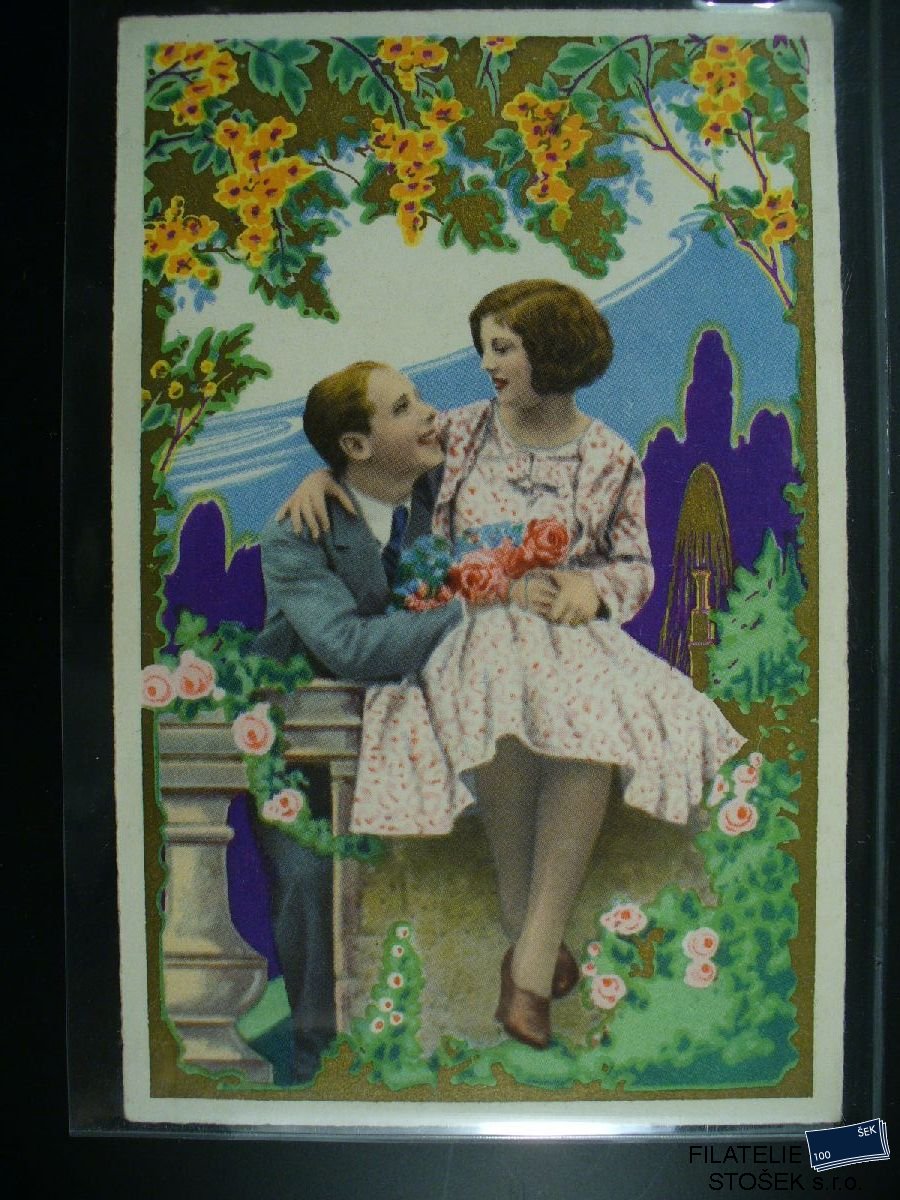Námětová pohlednice - Milenecký pár