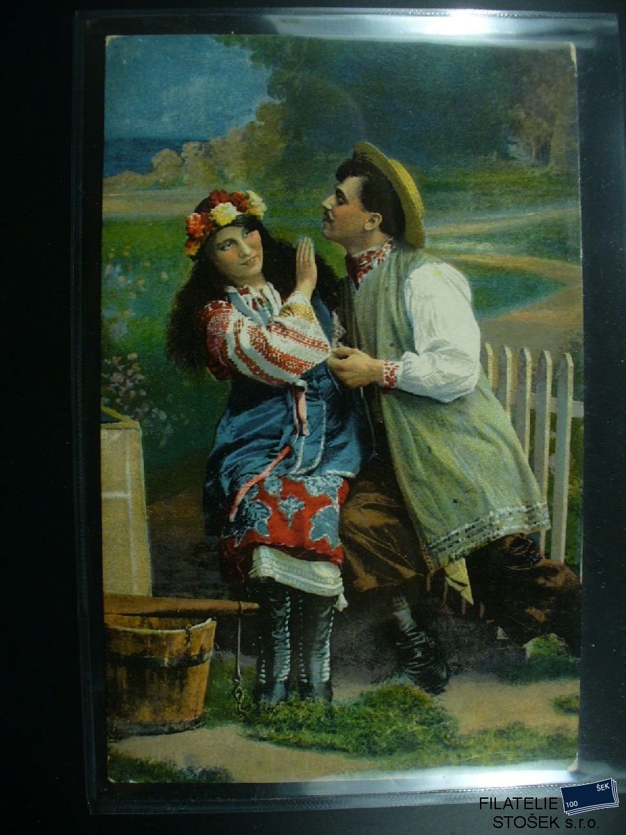 Námětová pohlednice - Lidé - Kroje - Rusko