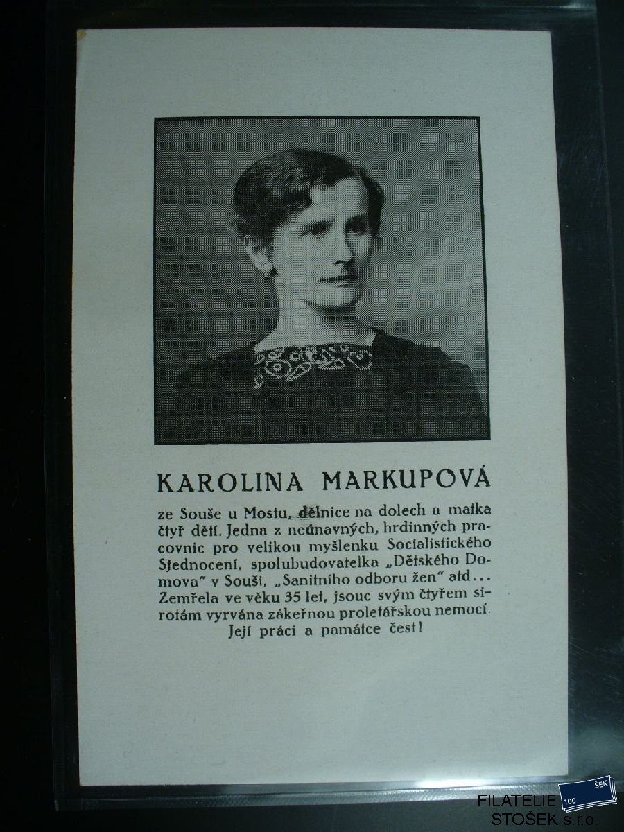 Námětová pohlednice - Osobnosti - Karolina Markupová