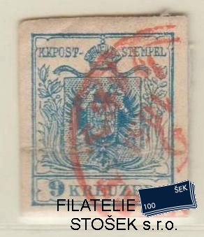 Rakousko známky Mi 5 - Červené razítko - Lom