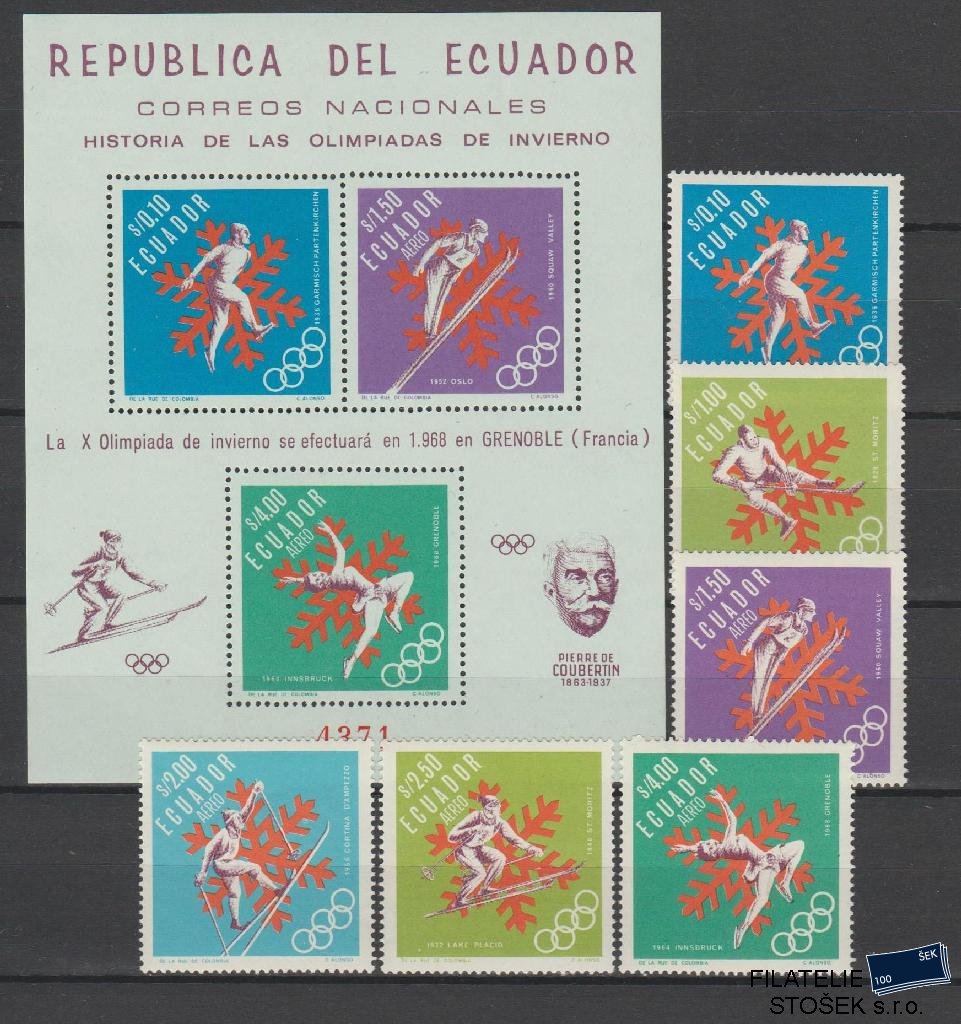 Ecuador známky Mi 1274-9+Bl.28