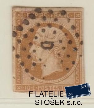 Francie známky Mi 12 II razítko Paříž D - Tenký papír