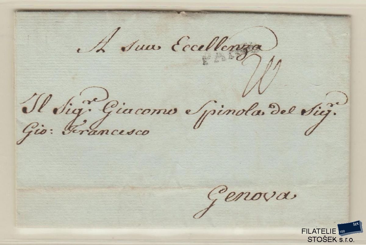 Francie celistvosti - Předznámkový 1775 Paris - Genova
