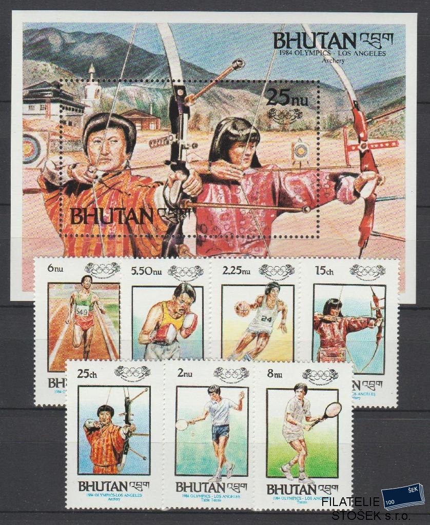 Bhutan známky Mi 0874-80+Bl.112
