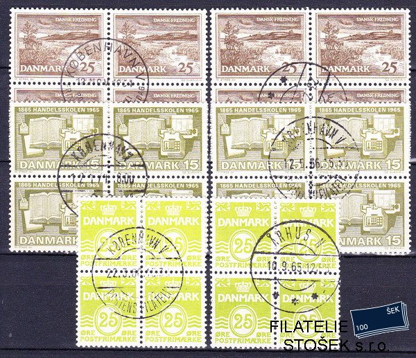 Dánsko známky Čtyřbloky Mi 425-7 x+y