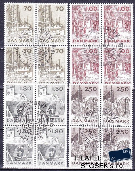 Dánsko známky Čtyřbloky Mi 668-71