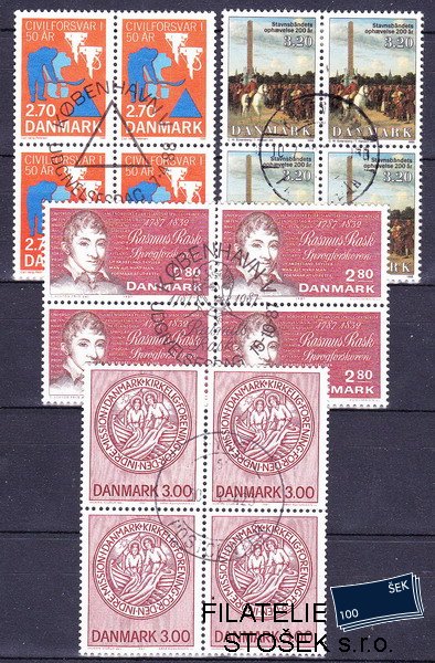 Dánsko známky Čtyřbloky Mi 903-4+920+923