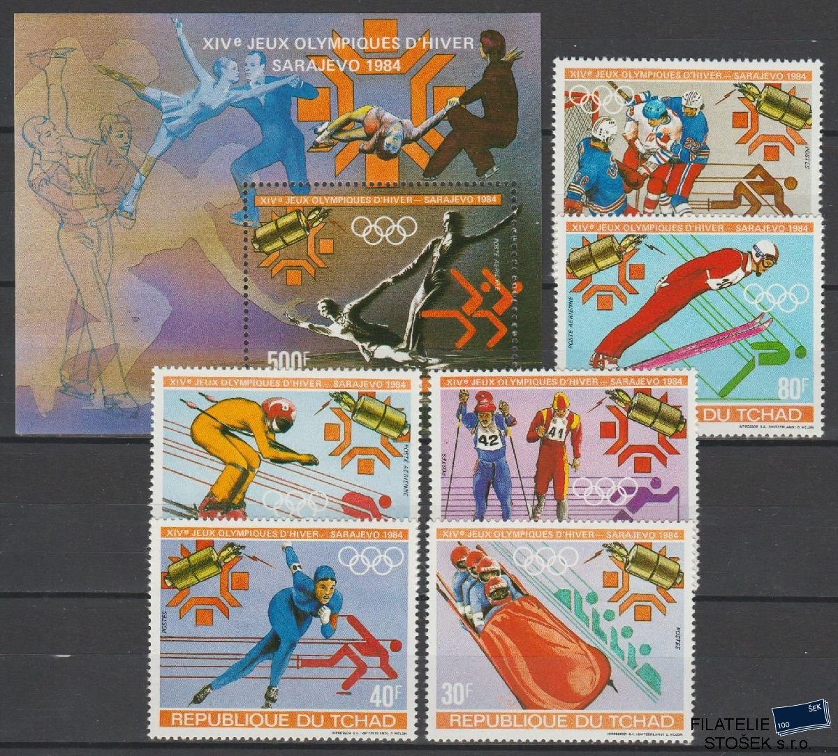 Tchad známky Mi 0967-72+Bl.153