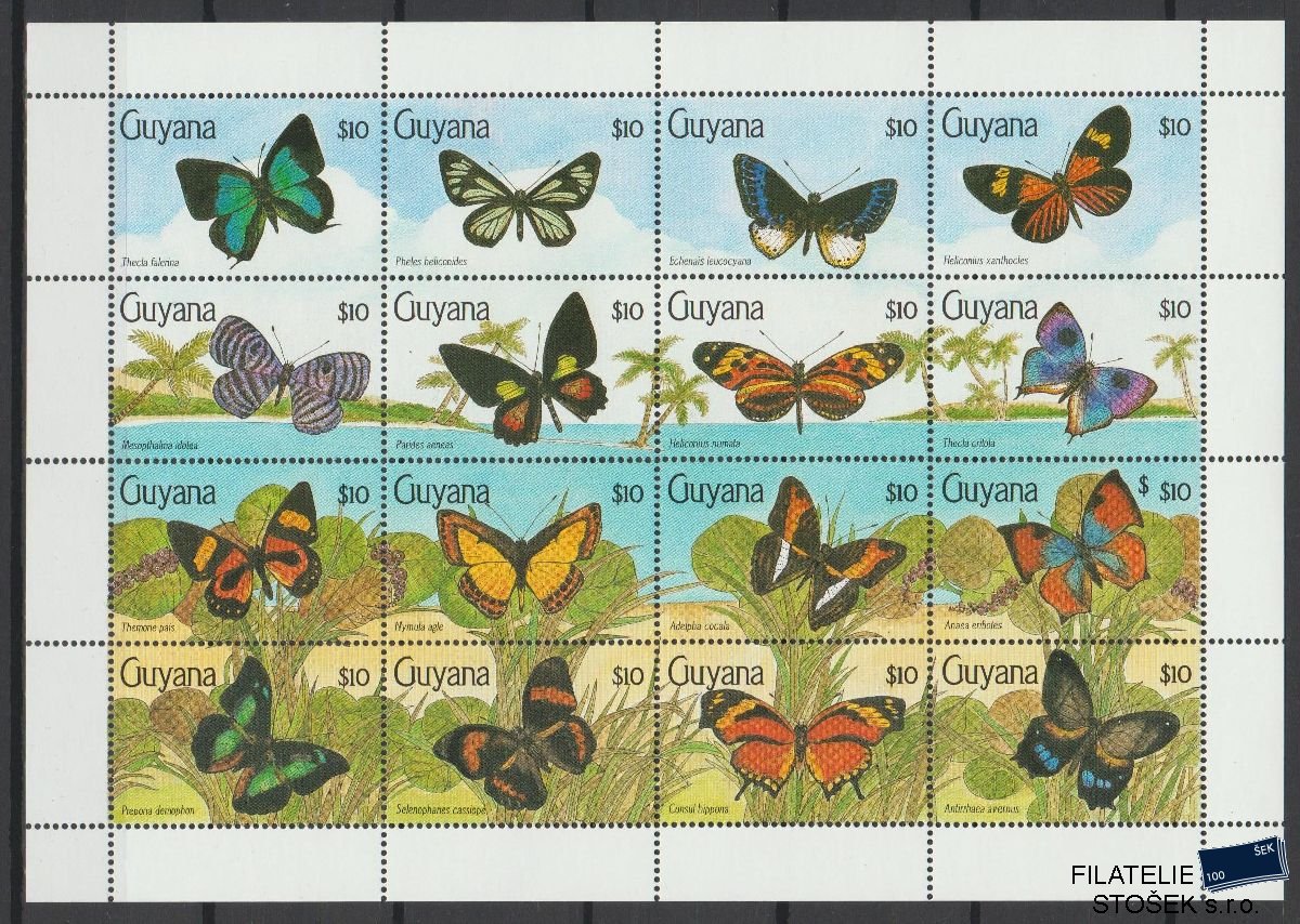 Guyana známky Mi 3219-34 - Motýli