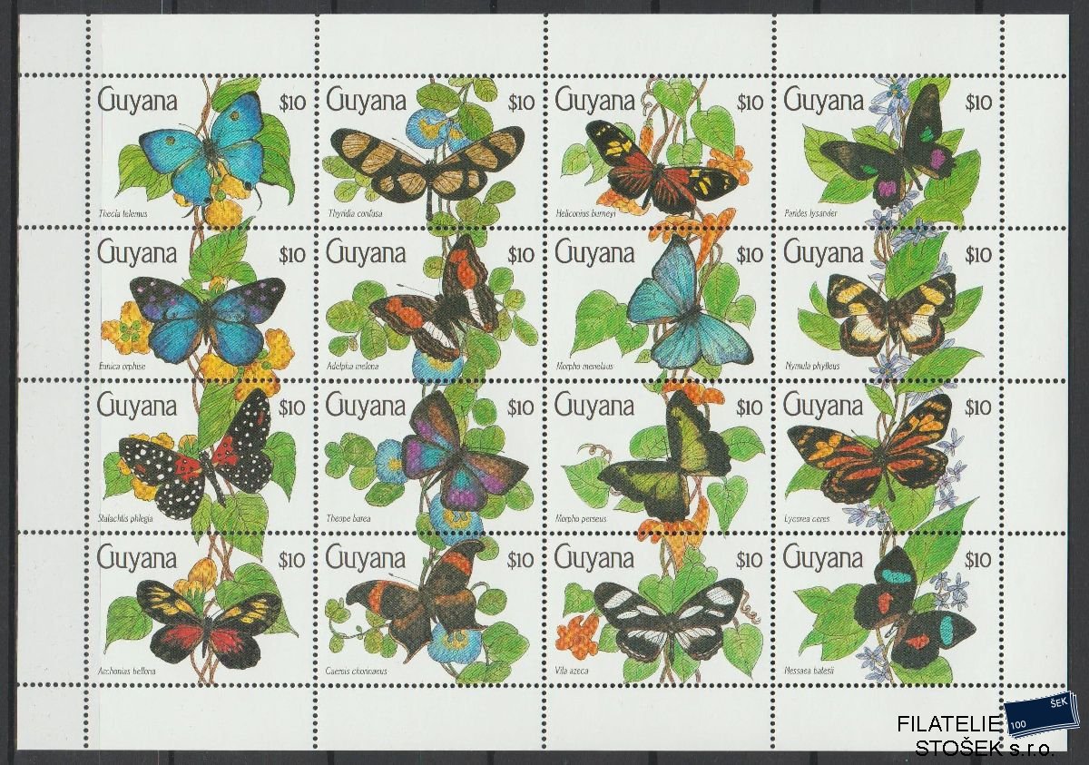 Guyana známky Mi 3251-66 - Motýli