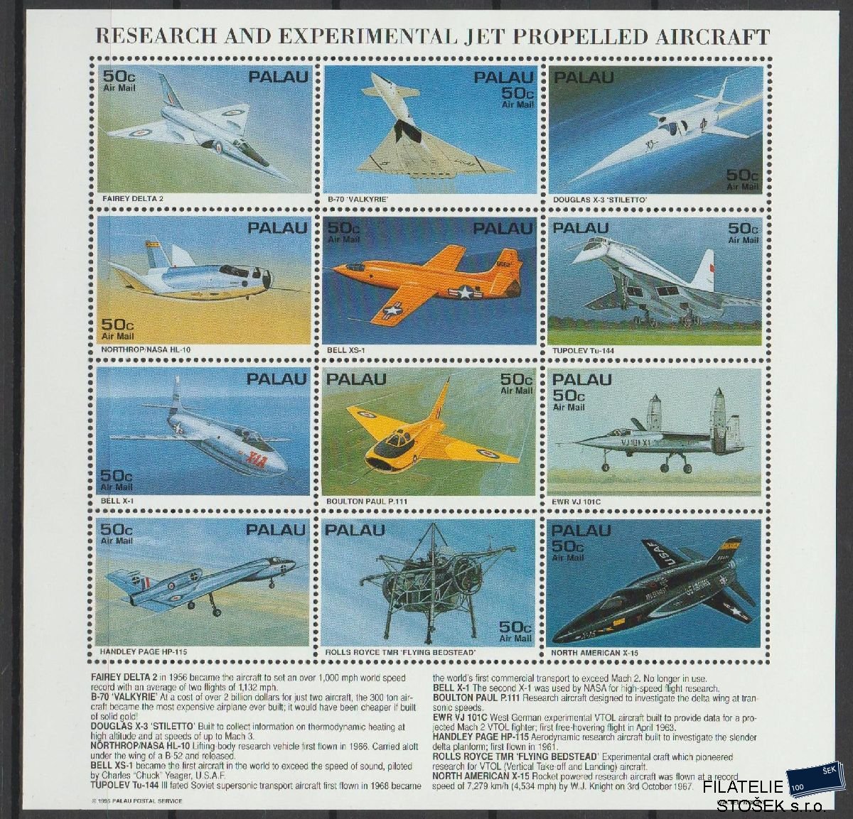 Palau známky Mi 906-17 - Letadla