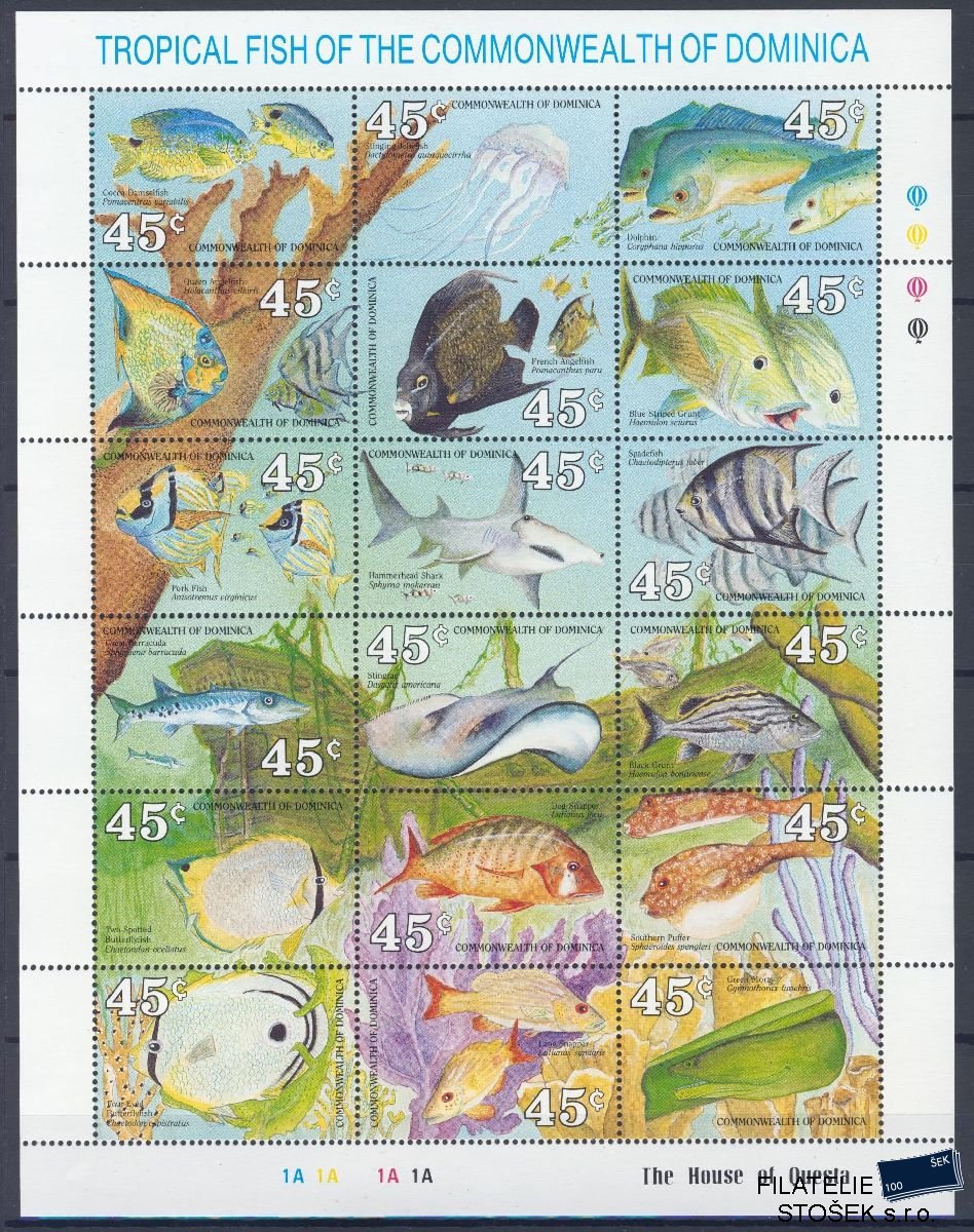 Dominica známky Mi 1292-1309 - Ryby