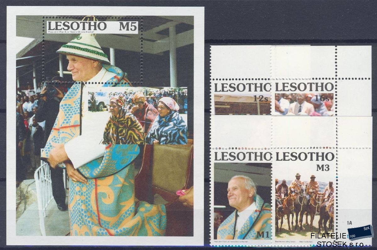 Lesotho známky Mi 847-50 + Bl 74 - Papež