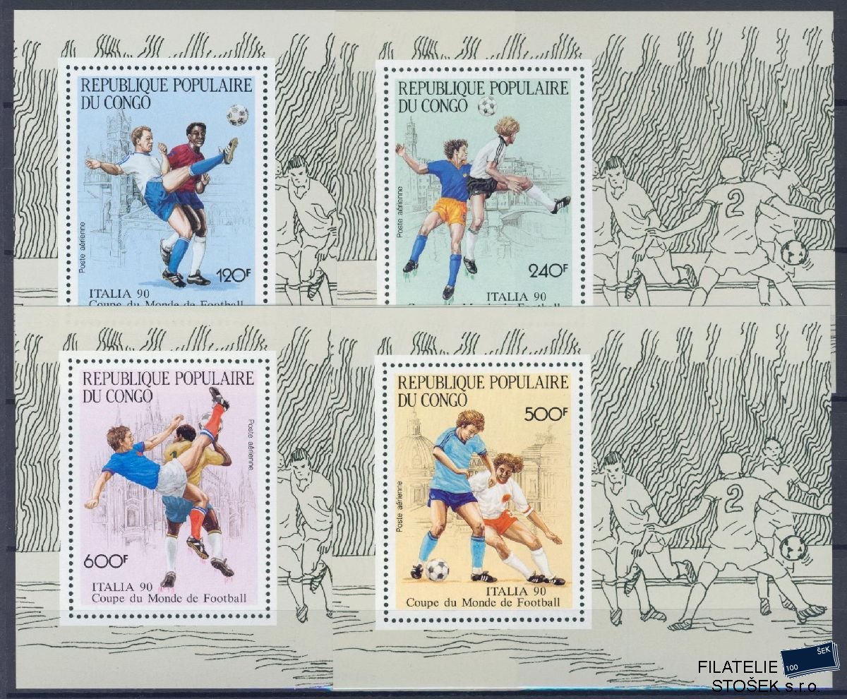 Kongo známky Mi 1178-81 Bloky - Fotbal