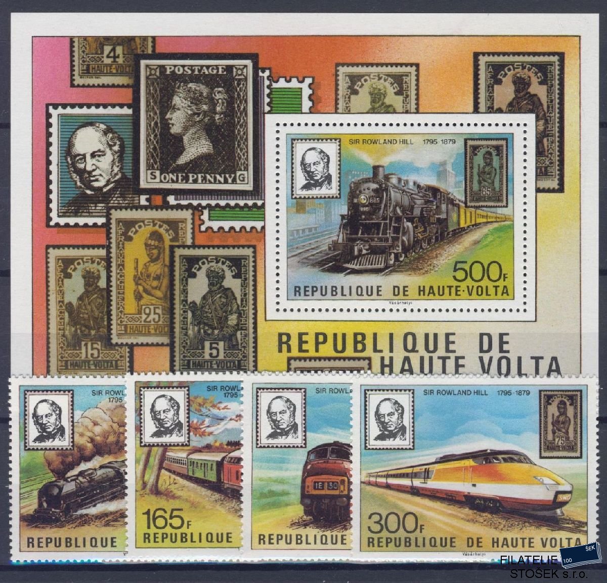 Horní Volta známky Mi 755-58 + Bl 53 - Železnice