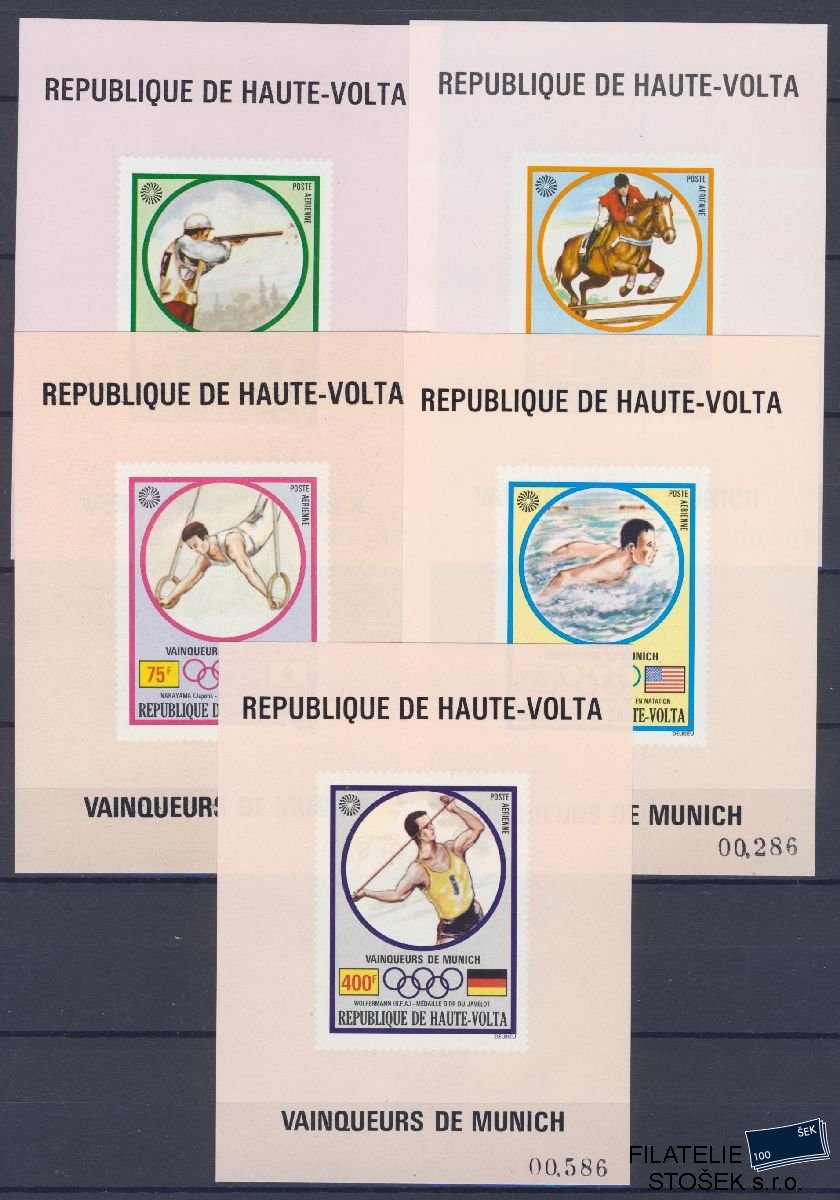 Horní Volta známky Mi 387,89,93,98,401 Bloky  - OH 1972
