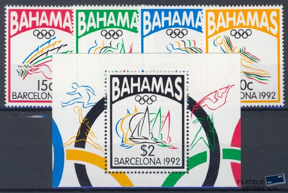 Bahamy známky Mi 783-86 + Bl 67 - OH 1992