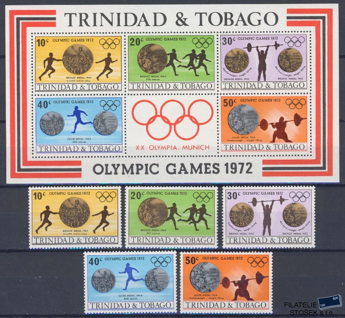 Trinidat & Tobago známky Mi 306-10 + Bl 5 - OH 1972