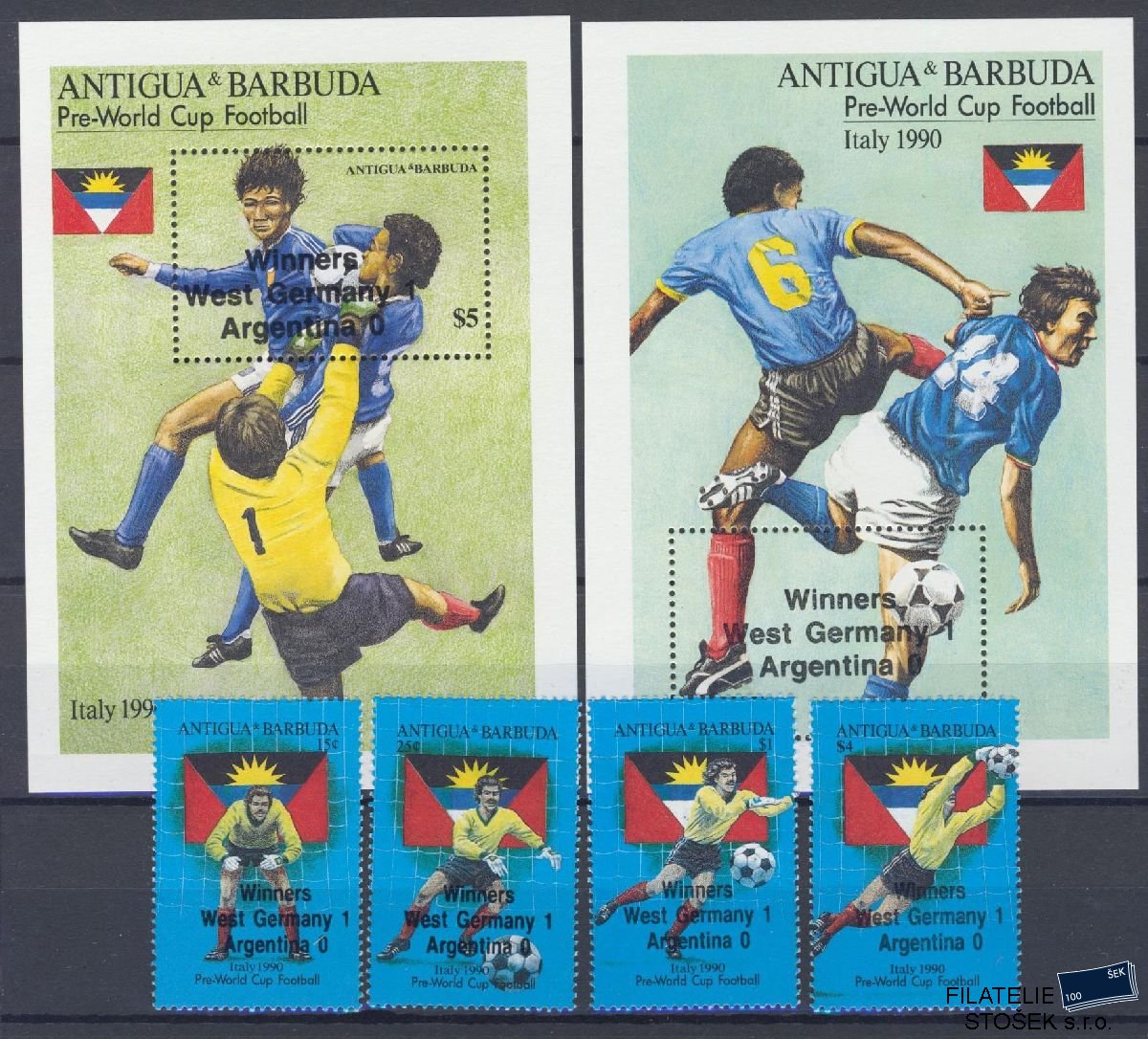 Antigua & Barbuda známky Mi 1418-21 + Bl 187-88 - Fotbal