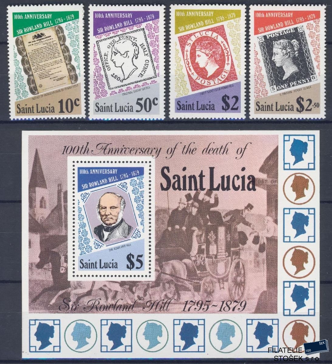St. Lucia známky Mi 467-70 + Bl 18
